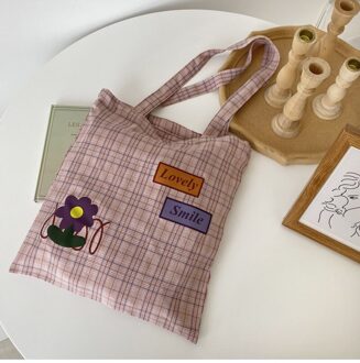 Kleine Verse Vrouwen Schoudertas Avocado Groene Plaid Boodschappentas Modieuze Textuur Open Handtassen Voor Vrouwen roze-paars bloem