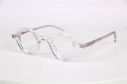 Kleine Vintage Ronde 37Mm Hand Made Bril Volledige Rand Brilmonturen Mannen Vrouwen Bijziendheid Rx Staat kristal