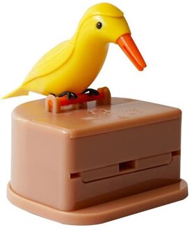 Kleine Vogel Tandenstoker Container Automatische Tandenstoker Keuken Opslag Houder Box Desk Dispenser Accessoires Decoratie Toothpi O0T1 geel vogel