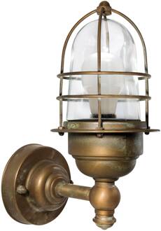 Kleine, zeewaterbestendige Matteo buitenwandlamp messing antiek koper, helder