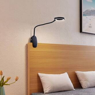 klemlamp Harumi, zwart, oplaadbare batterij, USB, 51 cm