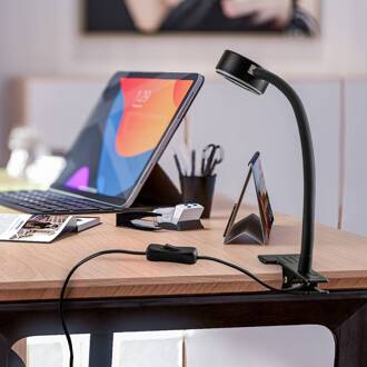 klemlamp Jyla, zwart, 4000K, flexibele arm, GX53