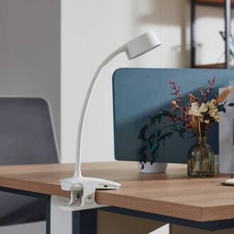 klemlamp Maori, wit, metaal, CCT, dimbaar.