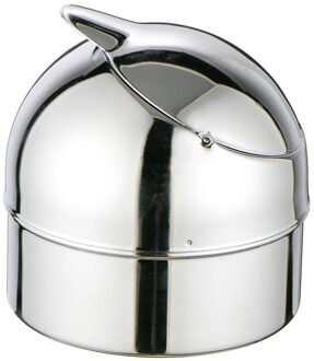Klep asbak - zilver - metaal - 9 cm - terrasasbak - stormasbak