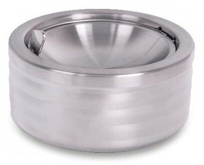 Klepasbak - mat chroom - 11 cm - terrasasbak - asbak met klep - buiten asbakken Zilver