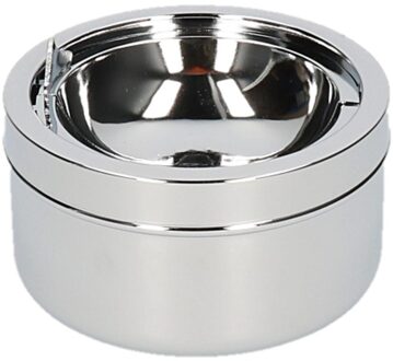 Klepasbak - zilver - 11 cm - metaal - rond - terrasasbak - asbakken