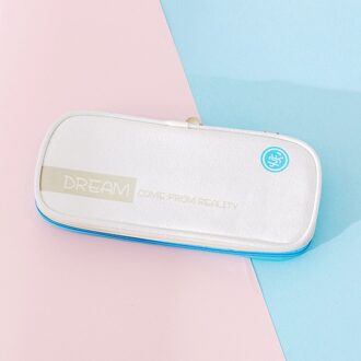 Kleur Canvas Stretch Etui Double Layer Grote Capaciteit Potlood Doos Tas Leuke Pencilcase Kids School Briefpapier Blauw