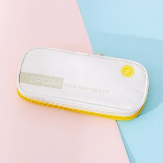 Kleur Canvas Stretch Etui Double Layer Grote Capaciteit Potlood Doos Tas Leuke Pencilcase Kids School Briefpapier Geel