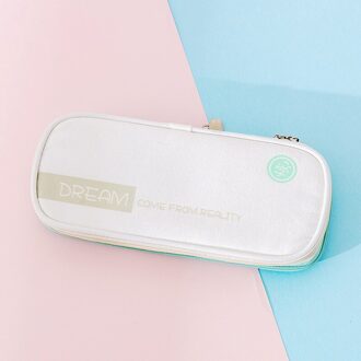 Kleur Canvas Stretch Etui Double Layer Grote Capaciteit Potlood Doos Tas Leuke Pencilcase Kids School Briefpapier Licht Groen