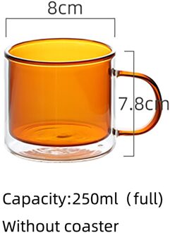 Kleur Dubbele Wand Glas Koffie Retro Amber Glas Water Cup Hoge Temperatuur Weerstand Latte Koffie Cup amber cup