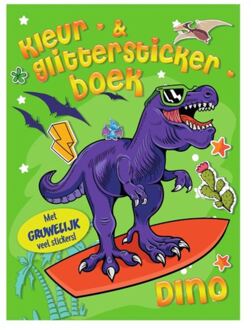 Kleur- en glitterstickerboek dino