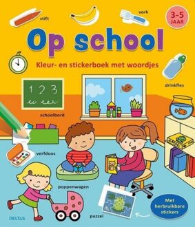 kleur- en stickerboek Fun junior 28 x 24 cm oranje