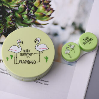 Kleur Flamingo Contactlenzen Case Voor Lenzen Container Contact Lens Cleaner Lens Reizen Spiegel Reizen Kit Eyewear Gevallen