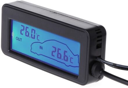 Kleur Lcd Auto Digitale Thermometer Mini 12V Voertuigen Termometro Monitor Auto Interieur Exterieur Temperatuur Meter 1.5M Kabel Sensor Blauw