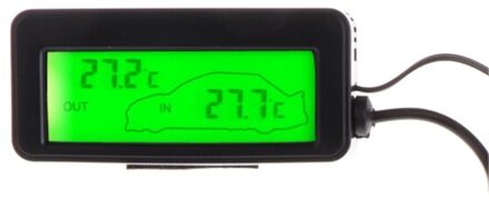 Kleur Lcd Auto Digitale Thermometer Mini 12V Voertuigen Termometro Monitor Auto Interieur Exterieur Temperatuur Meter 1.5M Kabel Sensor groen