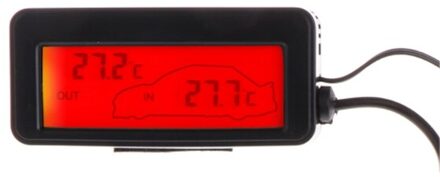 Kleur Lcd Auto Digitale Thermometer Mini 12V Voertuigen Termometro Monitor Auto Interieur Exterieur Temperatuur Meter 1.5M Kabel Sensor Rood