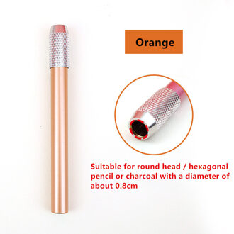 Kleur Metalen Potlood Extender Tekening Potlood Mouw Verlenger Potlood Connector Aluminium Staaf Verlenging Staaf oranje