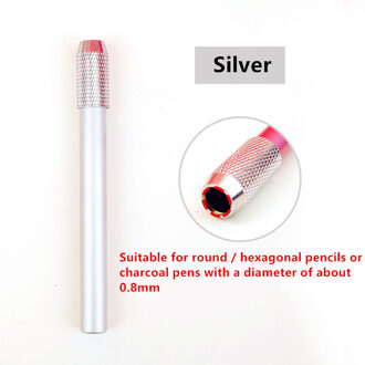 Kleur Metalen Potlood Extender Tekening Potlood Mouw Verlenger Potlood Connector Aluminium Staaf Verlenging Staaf zilver