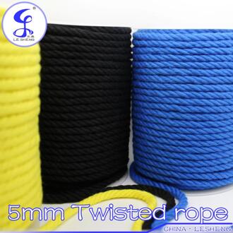 Kleur milieuvriendelijk puur katoen 4 strengen 5mm 45 yards sapphire blauw geel zwarte hand-geweven tapijt koord