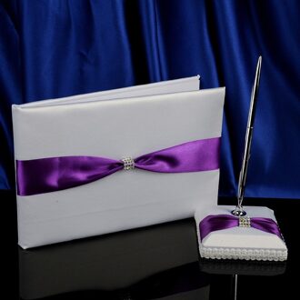 Kleur Paars En Wit Lila Linten Bruiloft Gastenboek En Pen Voor Bruiloft Benodigdheden Bruiloft Bezoekers Registratio