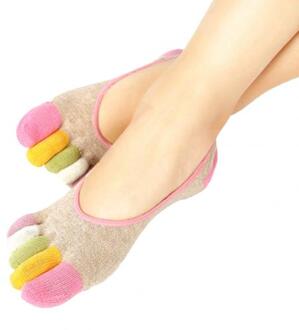 Kleur Patchwork Dame Katoen Vijf Vingers Sokken 5 Vinger Katoen Vrouwelijke Leuke Sokken Met Aparte Tenen khaki