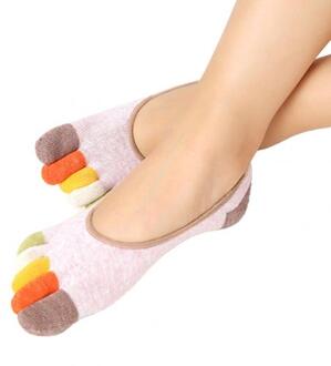 Kleur Patchwork Dame Katoen Vijf Vingers Sokken 5 Vinger Katoen Vrouwelijke Leuke Sokken Met Aparte Tenen licht roze