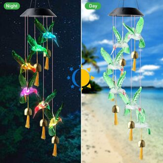 Kleur Veranderende Solar Power Hummingbird Wind Chime Met Bells Waterdichte Outdoor Windchime Licht Voor Patio Yard Garde Decor
