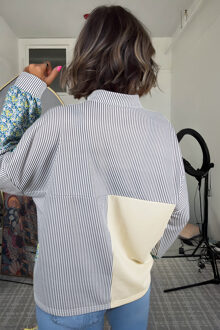 Kleurblok Bloemenprint Top Ivoor