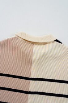 Kleurblok Geribbelde Breisweater - maat M Ivoor