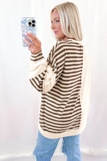 Kleurblok Gestreept Top Ivoor