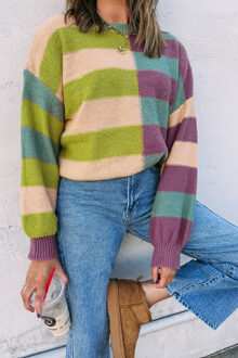 Kleurblok Lange Mouwen Trui - maat XL Grijs