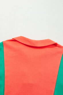 Kleurblok V-hals Trui - maat XL Koraal