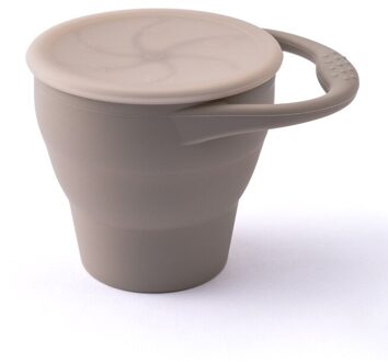 Kleuren Baby Siliconen Snack Cup Waggel Draagbare Voedsel Opbergdoos Draagbare Snacks Container Bpa Gratis Siliconen Zachte Deksel Grijs