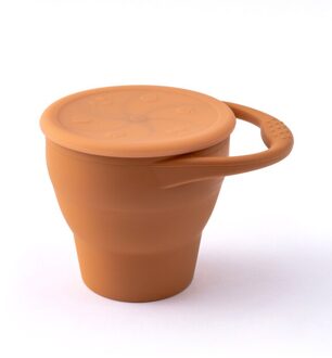 Kleuren Baby Siliconen Snack Cup Waggel Draagbare Voedsel Opbergdoos Draagbare Snacks Container Bpa Gratis Siliconen Zachte Deksel Oranje