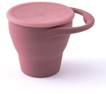 Kleuren Baby Siliconen Snack Cup Waggel Draagbare Voedsel Opbergdoos Draagbare Snacks Container Bpa Gratis Siliconen Zachte Deksel Roze