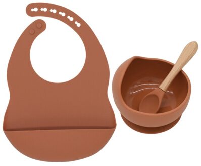 Kleuren Voeden Set Baby Plaat Non-Silp Zuig Kom Food Grade Siliconen Slabbetjes Kids Waterdichte Bpa-vrij draagbare Servies 04