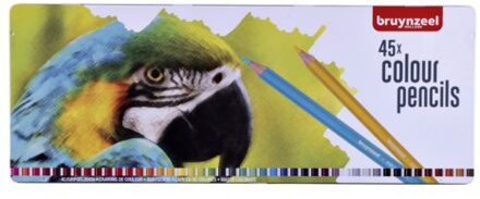Kleurpotloden Bruynzeel papegaai blik a 45 stuks assorti