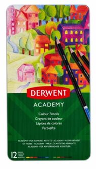 Kleurpotloden Derwent Academy blik a 12 stuks assorti Zwart