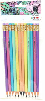 Kleurpotloden met gum set - multi kleuren - 12x stuks - tekenen voor kinderen