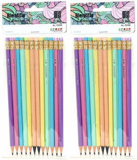 Kleurpotloden met gum set - multi kleuren - 24x stuks - tekenen voor kinderen