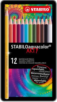 Kleurpotloden STABILO aquacolor 1612 blik a 12 kleuren Wit