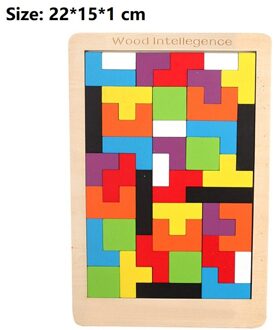 Kleurrijke 3D Houten Puzzel Voor Kinderen Tangram Math Speelgoed Tetris Game Pre-School Magination Intellectuele Educatief Speelgoed Voor Kinderen