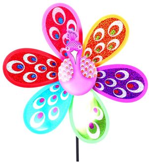 Kleurrijke 3D Mooie Handgemaakte Wind Spinner Windmolen Speelgoed Voor Baby Pauw Decoratie Tuin Yard Outdoor Klassieke Speelgoed Kids