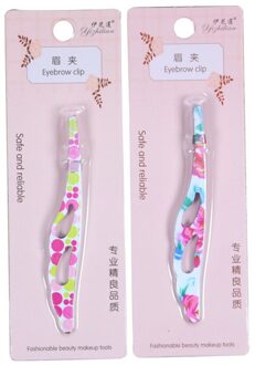 Kleurrijke Afdrukken Rvs Bevel Top Wenkbrauw Pincet Snor Verwijderen Trimmen Gezicht Schoonheid Cosmetische Make-Up Tool E930