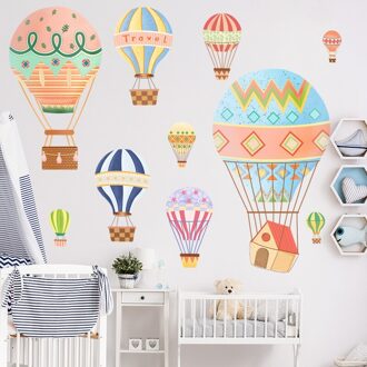 Kleurrijke Cartoon Luchtballon Muurstickers Voor Kids Baby Kamer Slaapkamer Kleuterschool Milieuvriendelijke Verwijderbare Sticker Diy