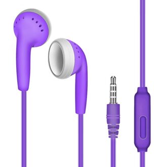 Kleurrijke Draad In-Ear Stereo Sport Oortelefoon Universele Draagbare Comfortabele Voice Headset Met Microfoon Elegante Verschijning paars