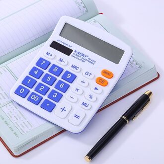 Kleurrijke Elektronische Desktop Rekenmachine met Grote Knoppen Grote Display Kantoor Computer Dual Solar Power Handheld Rekenmachine diep blauw