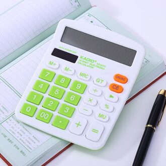 Kleurrijke Elektronische Desktop Rekenmachine met Grote Knoppen Grote Display Kantoor Computer Dual Solar Power Handheld Rekenmachine groen