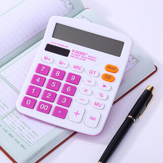 Kleurrijke Elektronische Desktop Rekenmachine met Grote Knoppen Grote Display Kantoor Computer Dual Solar Power Handheld Rekenmachine rood