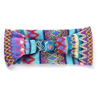 Kleurrijke Gestreepte Etnische Dames Haarband Vintage Cross Knoop Elastische Haarbanden Bandana Meisjes Haarbanden Haar Accessoires 3